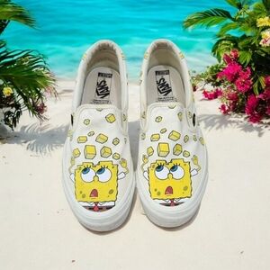 RARE SpongeBob Square Pants X Vans Vault Slip On Shoes Men’s Sz 10.5/W 12